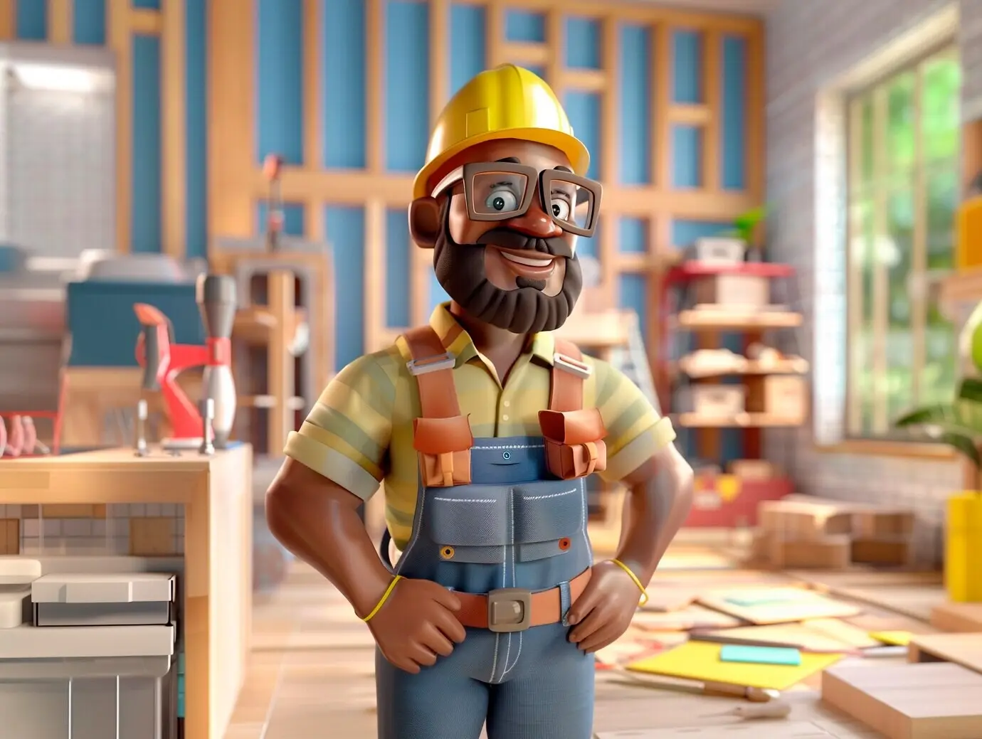 Feier zum Tag der Arbeit mit Porträt eines Arbeiters bei der Arbeit.