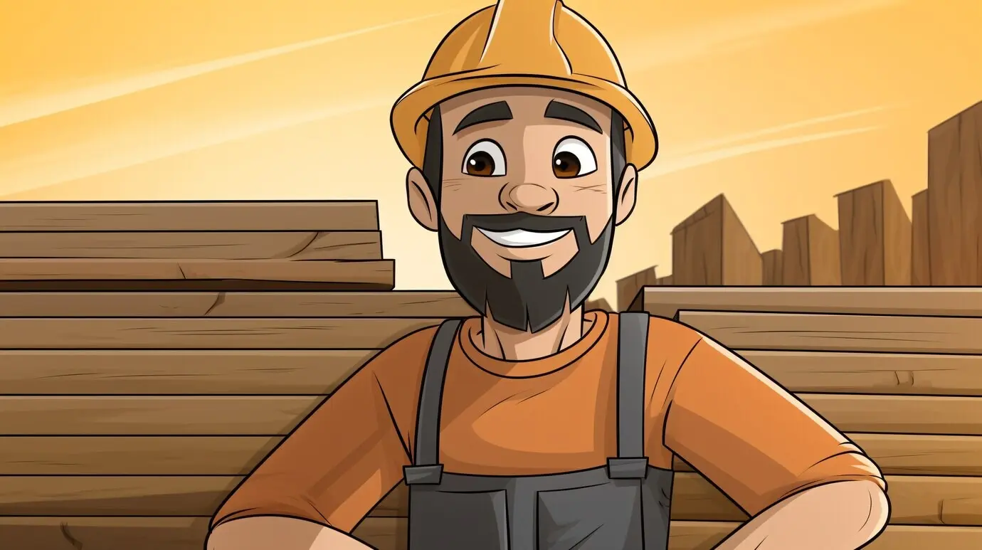 Porträt eines Bauarbeiters im Comicstil